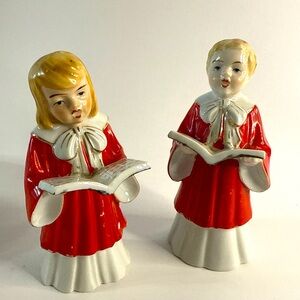 Vintage Ceramic Christmas Figurines – Choir Boy & Girl, Made in Japan, MCM Decor